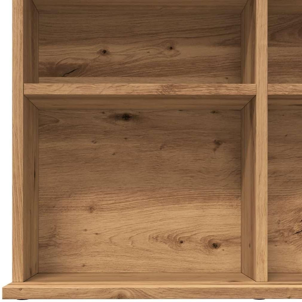 Artisan Oak CD DVD Storage Cabinet 15 Compartment Media Bookcase Shelf