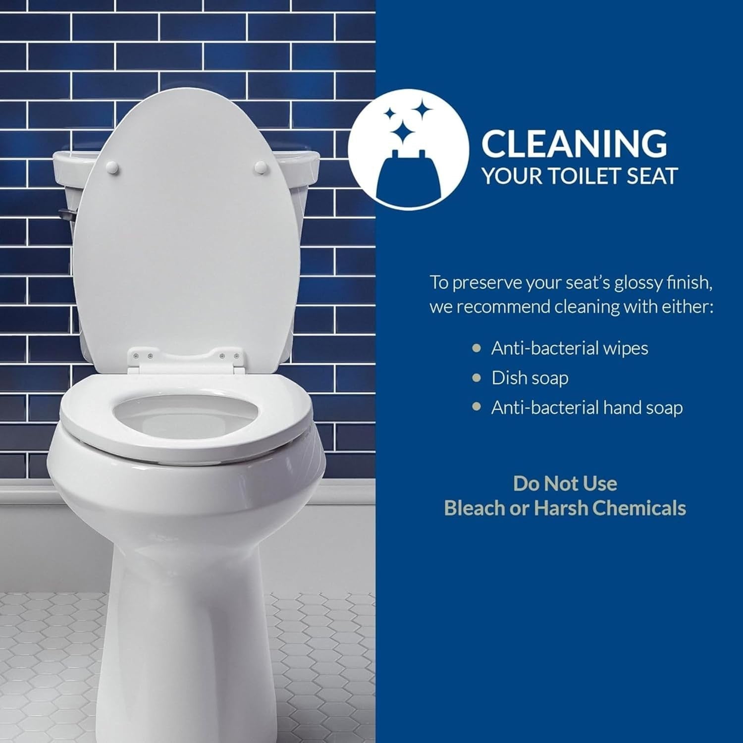 Chester White Thermoplastic Toilet Seat Non-Slip Adjustable Hinges Universal