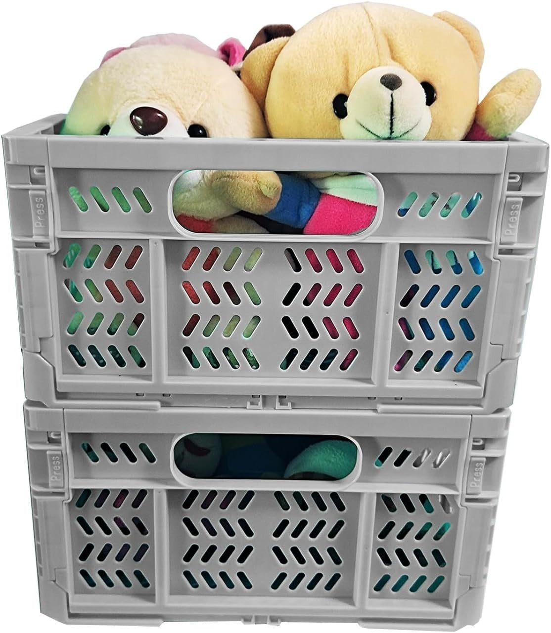 4 Pack 20L Foldable Storage Crates Stackable PP Boxes Grey