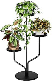 3 Tier Metal Plant Stand Indoor Outdoor Flower Shelf Iron Display Rack Black