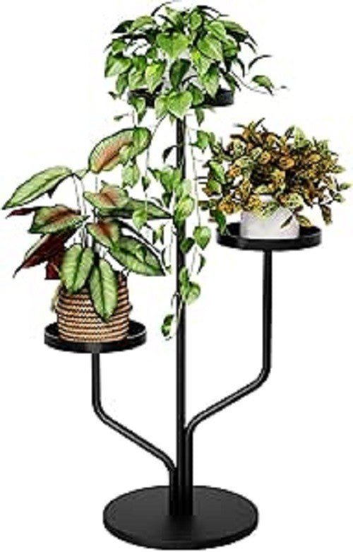 3 Tier Metal Plant Stand Indoor Outdoor Flower Shelf Iron Display Rack Black