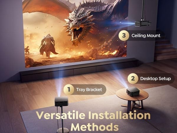 1500 ANSI Google TV 1080P Smart Projector HDR WiFi 6 Bluetooth 4K