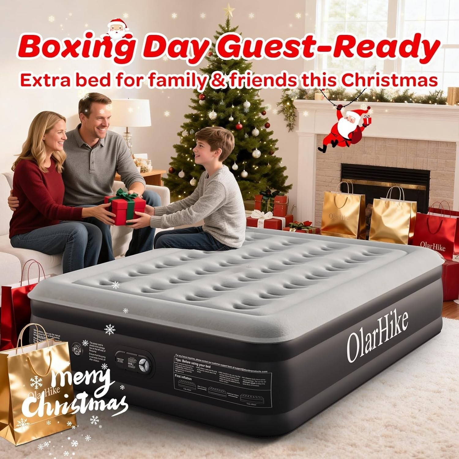 Double Air Bed Inflatable Mattress Built In Pump Flocked Camping Guest