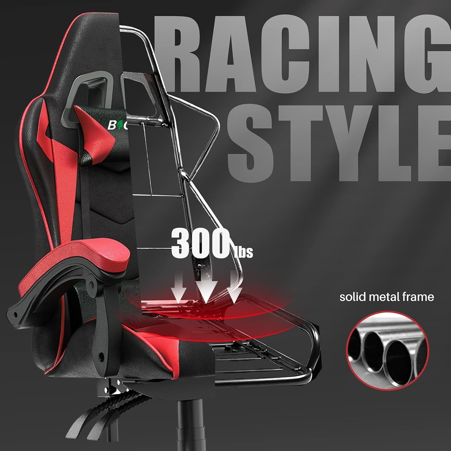 Ergonomic Gaming Chair Swivel Office Chair w/ Lumbar & Headrest Red