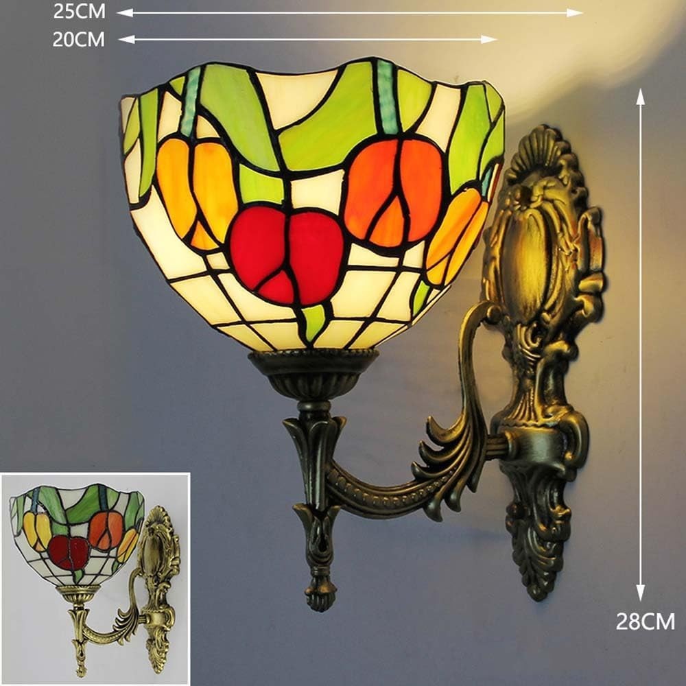 Tiffany Style Wall Light Vintage Stained Glass Sconce Lamp 28cm Hallway