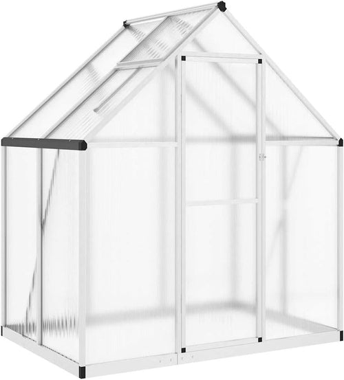 Walk-In Aluminium Greenhouse 169x114x195cm Silver Frame UV Panels Roof Vent