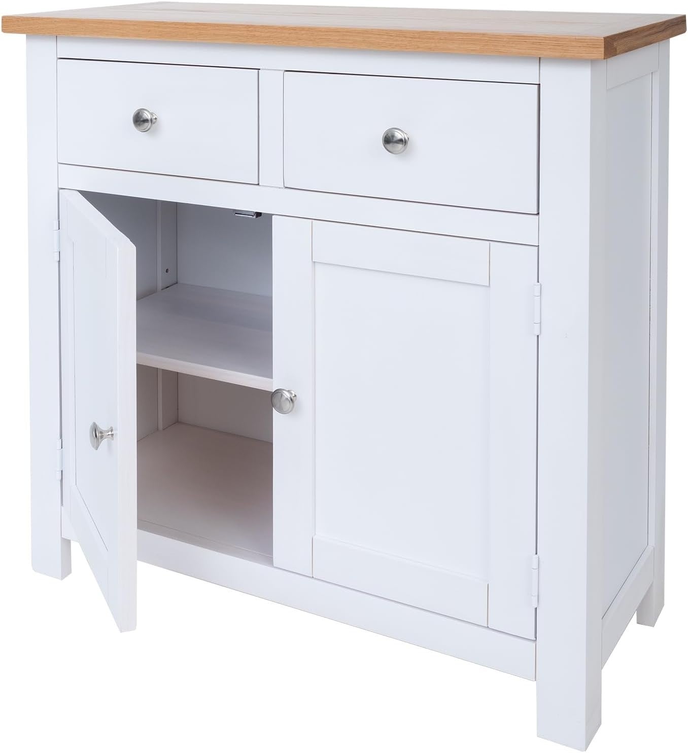 White Oak Sideboard Cabinet 2 Drawer 2 Door Storage Unit Cupboard 75cm