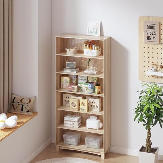 5/6 Tier Wooden Bookcase Shelving Unit Tall Storage Rack for Living Room Office