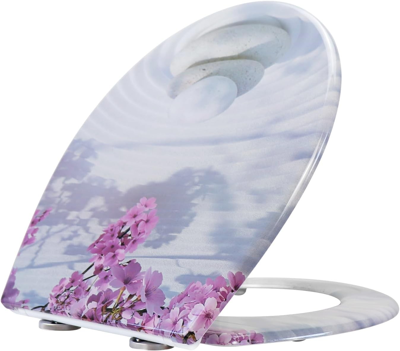 Toilet Seat Soft Close Quick Release Top Fix Colorful Patterns 45x37cm Duroplast