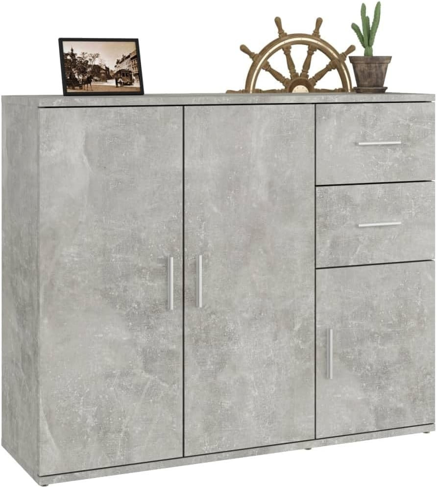 Modern Sideboard Cabinet Grey Storage Cupboard Drawers Unit for Living Room