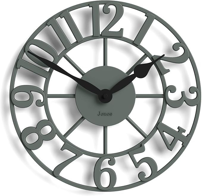 30cm Green Skeleton Wall Clock Silent Modern Raised Numerals Stylish Home Decor