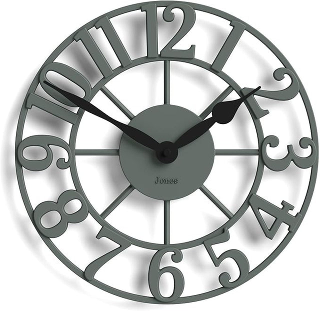 30cm Green Skeleton Wall Clock Silent Modern Raised Numerals Stylish Home Decor