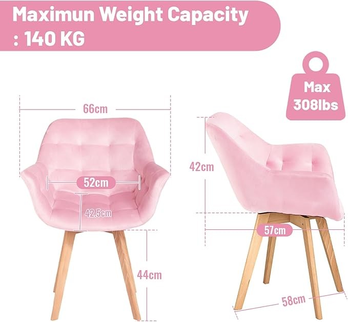 Pink Velvet Swivel Accent Armchair Vanity Makeup Chair Wood Legs