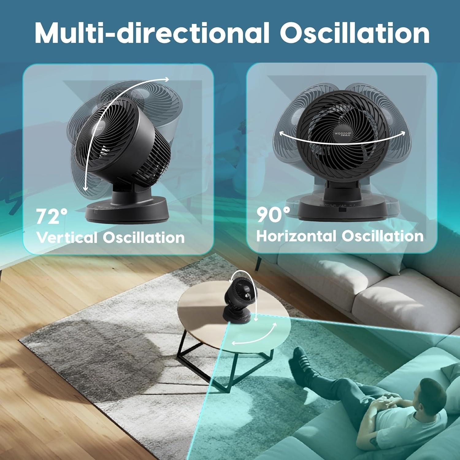 6-Inch Oscillating Desk Fan Black – Quiet Turbo Air Circulator w/ Remote & Tilt