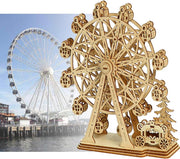 3D Wooden Ferris Wheel Puzzle Kit – DIY Mechanical Model for Adults & Teens