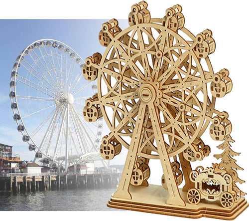 3D Wooden Ferris Wheel Puzzle Kit – DIY Mechanical Model for Adults & Teens
