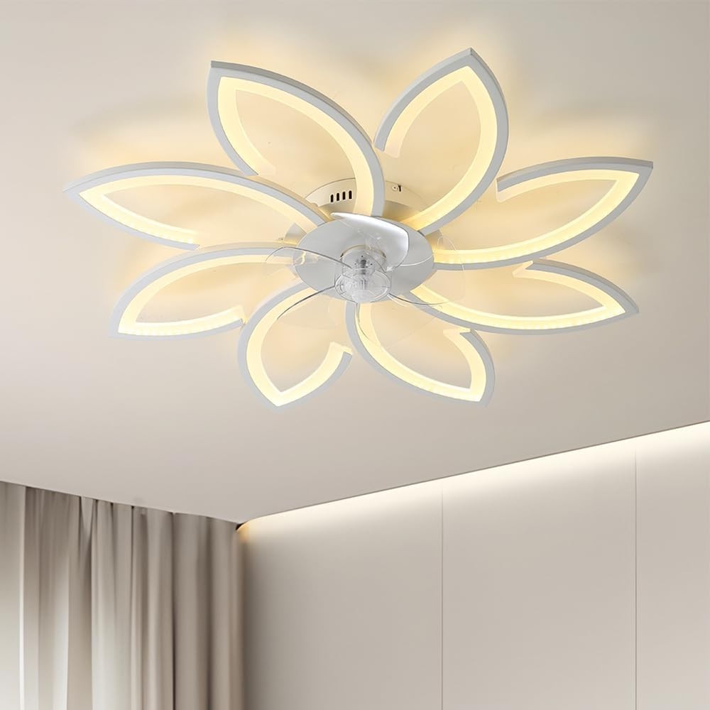Warmiehomy 87CM Ceiling Fan with Light,90W LED,6-Speed,Reversible,App Control