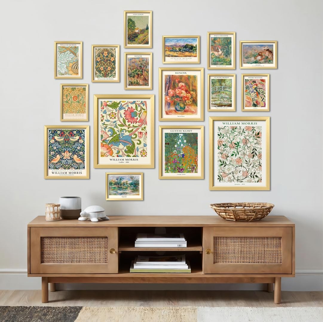 Vintage Eclectic Wall Art 16pc 11x14in Floral Gallery Poster Set
