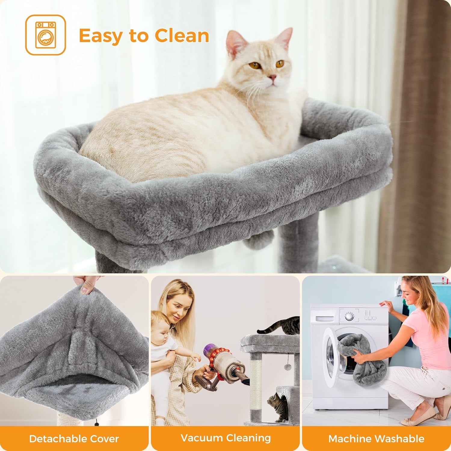 Large Tree Tower 143cm Multi Level Scratching Posts Hammock Condo
