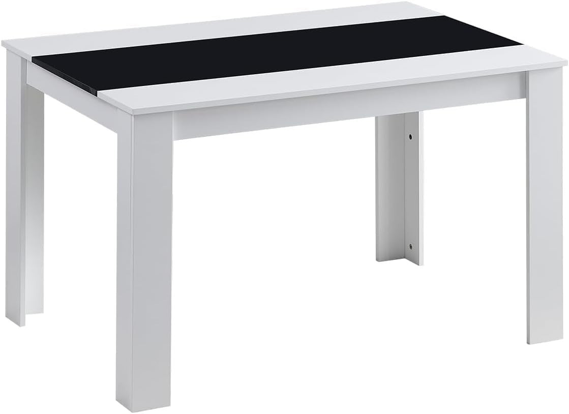 Modern White Dining Table Set 4 Seater w/ Grey Chairs for Small Space