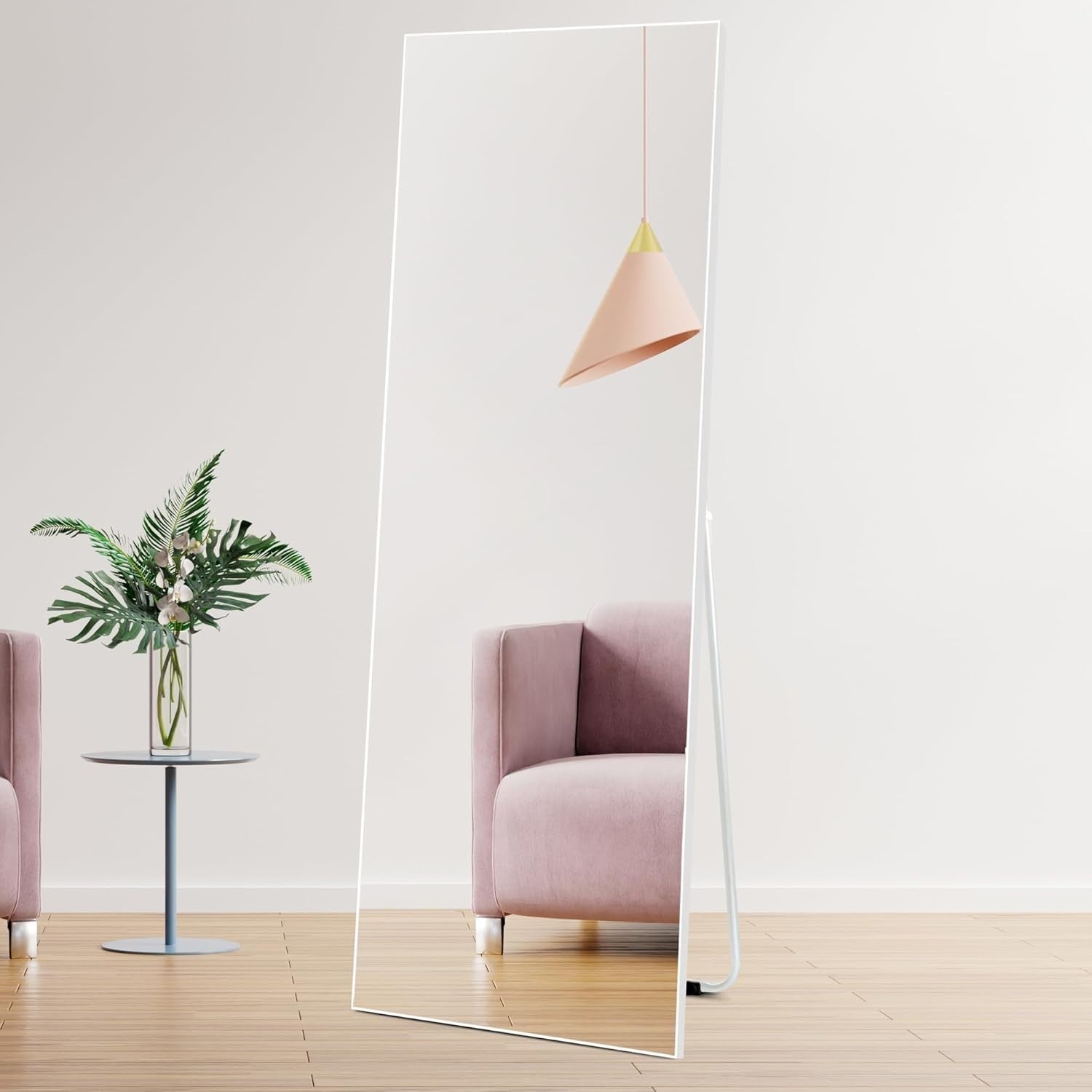 Full Length Mirror 150x51cm Wall Mounted Free Standing Modern White