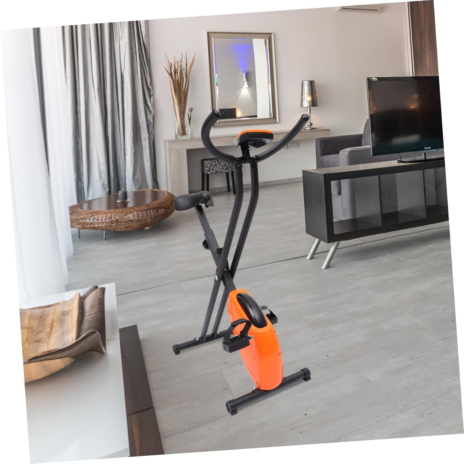 Compact Folding Exercise Bike for Home Fitness, Stable Indoor Cycling Trainer