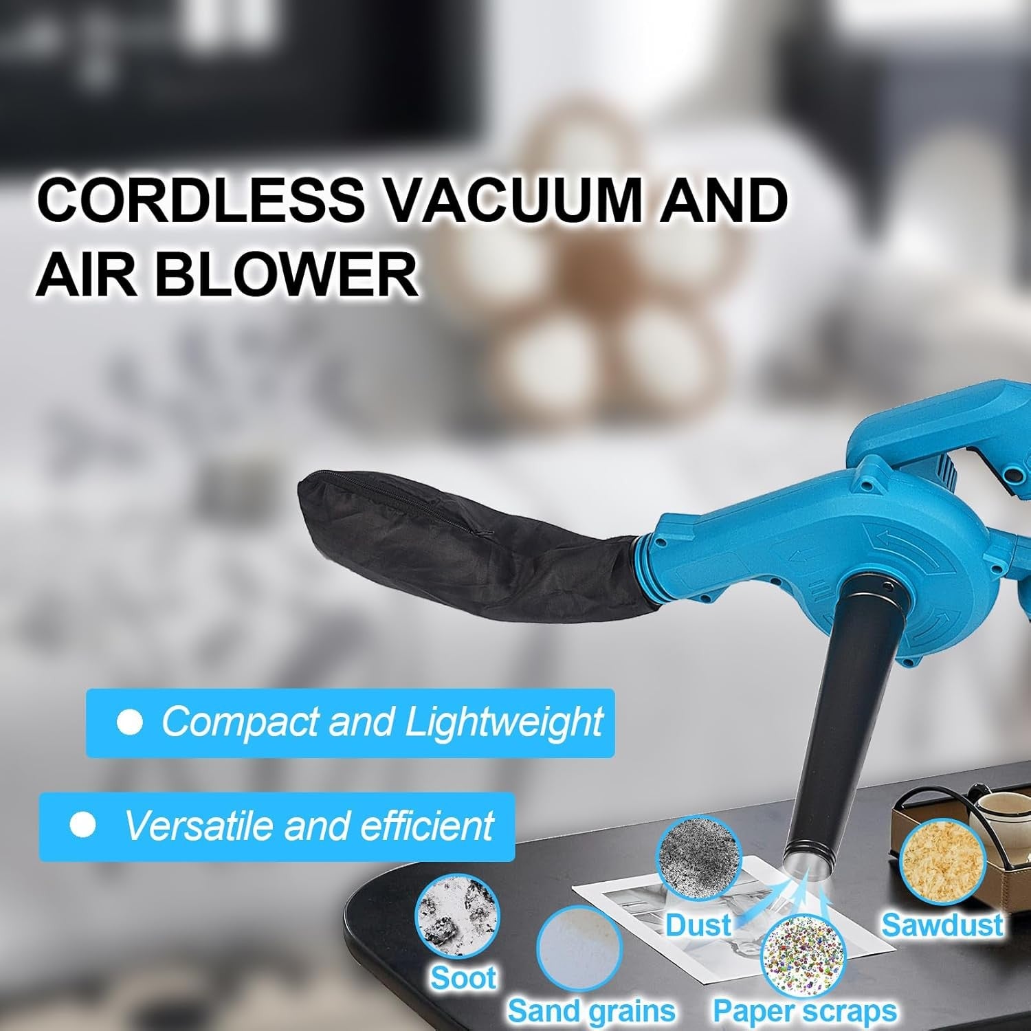 Cordless Leaf Blower 18V Battery Powered Lightweight Electric Air Duster Tool