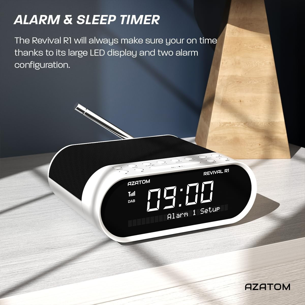 DAB+ FM Bedside Digital Radio Alarm Clock Bluetooth USB Charging