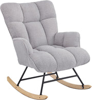 Comfy Nursery Rocking Chair Teddy Fabric Glider for Adults Bedroom