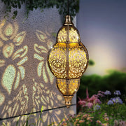 Solar Lantern Outdoor Decor, Gold Waterproof Solar Lights for Garden & Patio