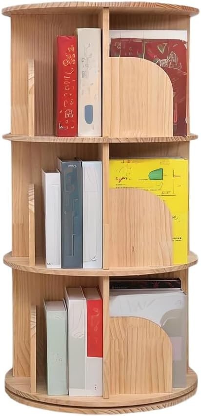 360° Rotating 3-Tier Wooden Bookshelf Corner Storage Rack Space Saver