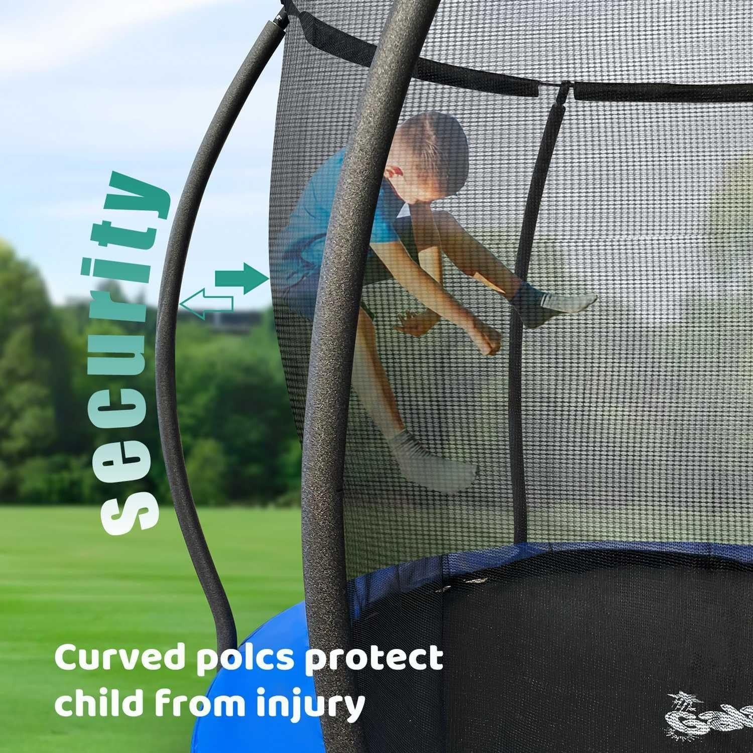 12FT Kids Outdoor Trampoline Safety Enclosure Ladder Waterproof