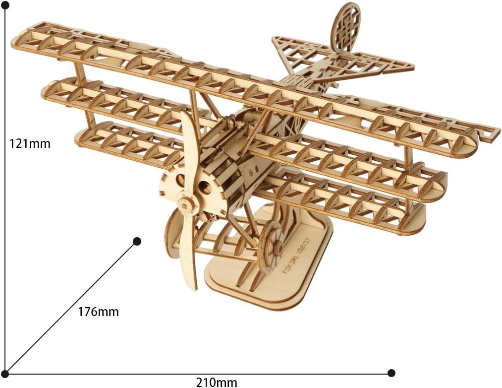 3D Wooden Airplane Model Kit DIY Puzzle for Adults Kids, 21x17.6 cm