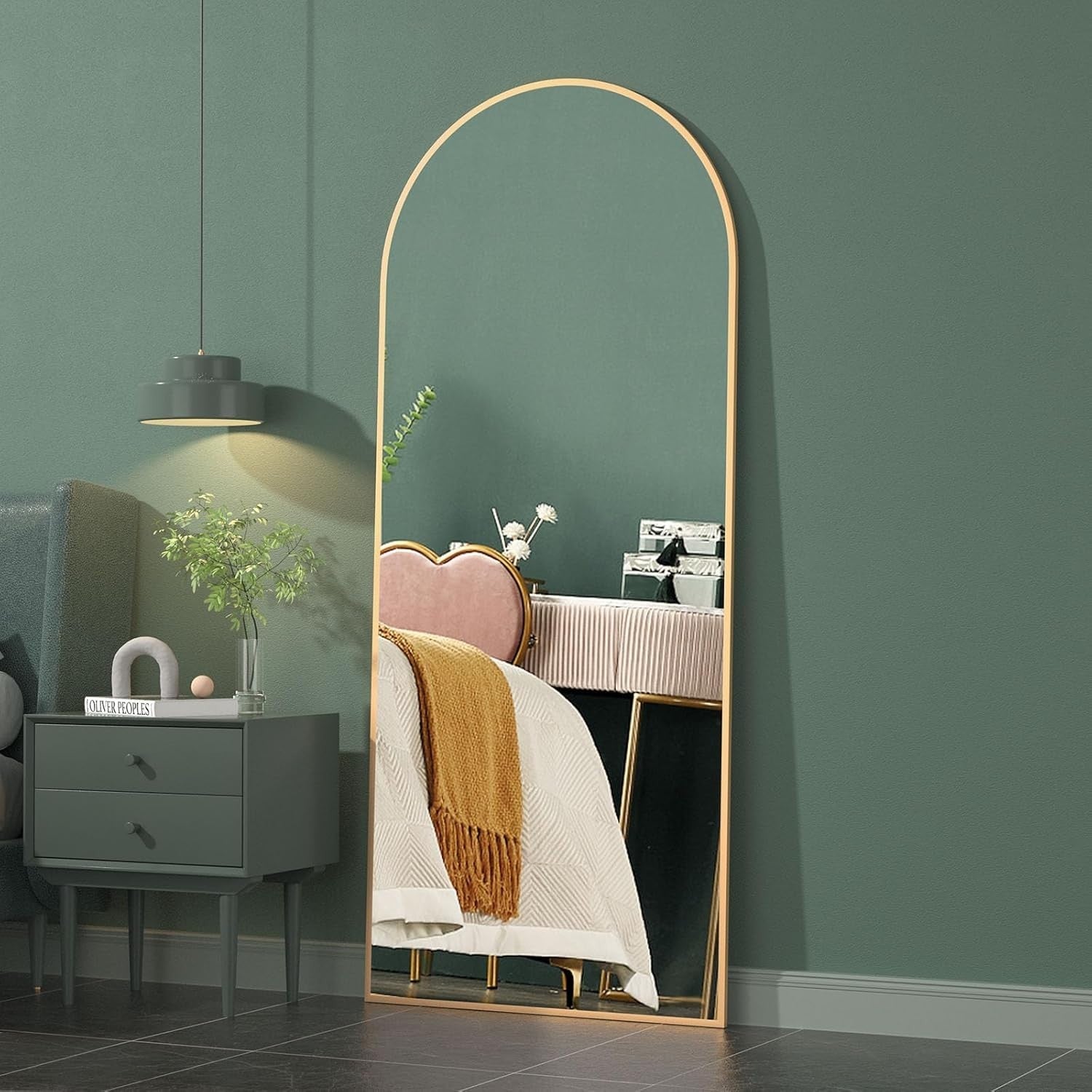Gold Arch Floor Mirror 162x53cm Full Length Standing Leaning Luxury