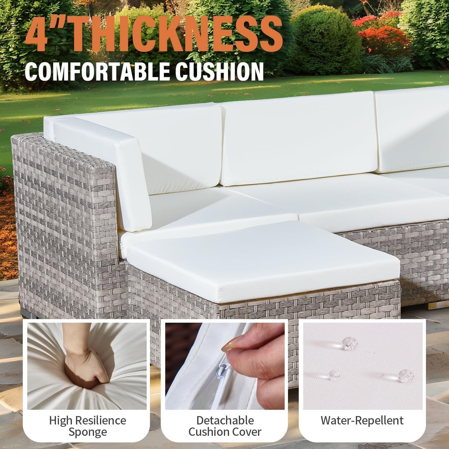 5-Piece Rattan Outdoor Fire Pit Patio Set with 40,000 BTU Gas Fire Table