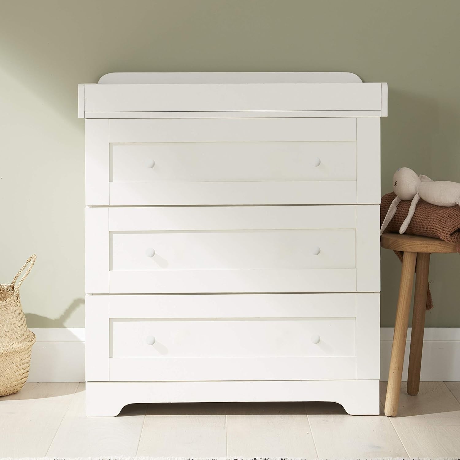 3pcs Nursery Furniture Set Cot Bed Wardrobe Chest Drawers Solid Wood White