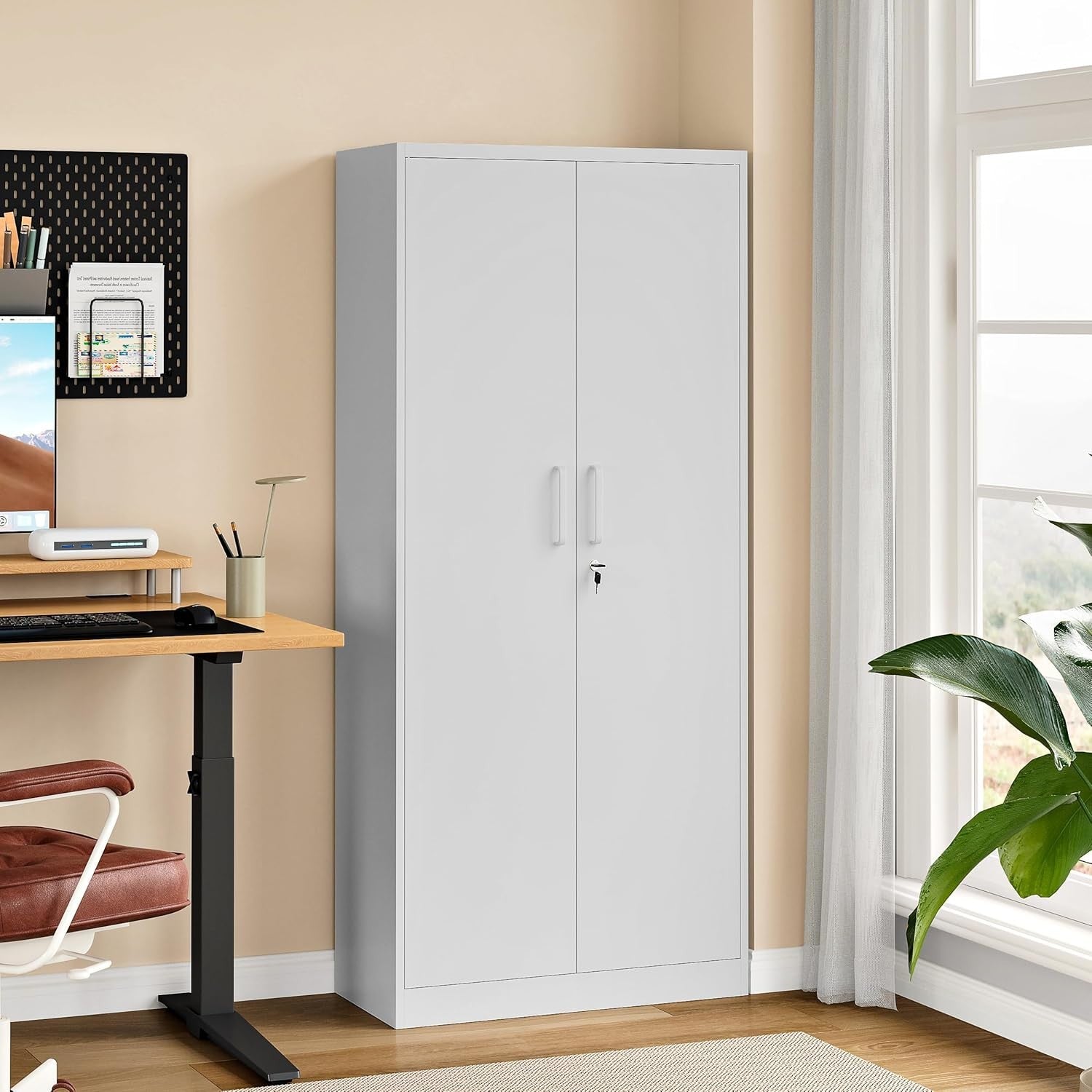 Heavy Duty Lockable Metal Garage Storage Cabinet with Adjustable Shelves