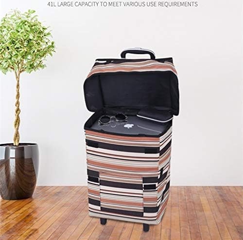 Collapsible Grocery Cart 41L Foldable Utility Trolley Waterproof Colour Stripes