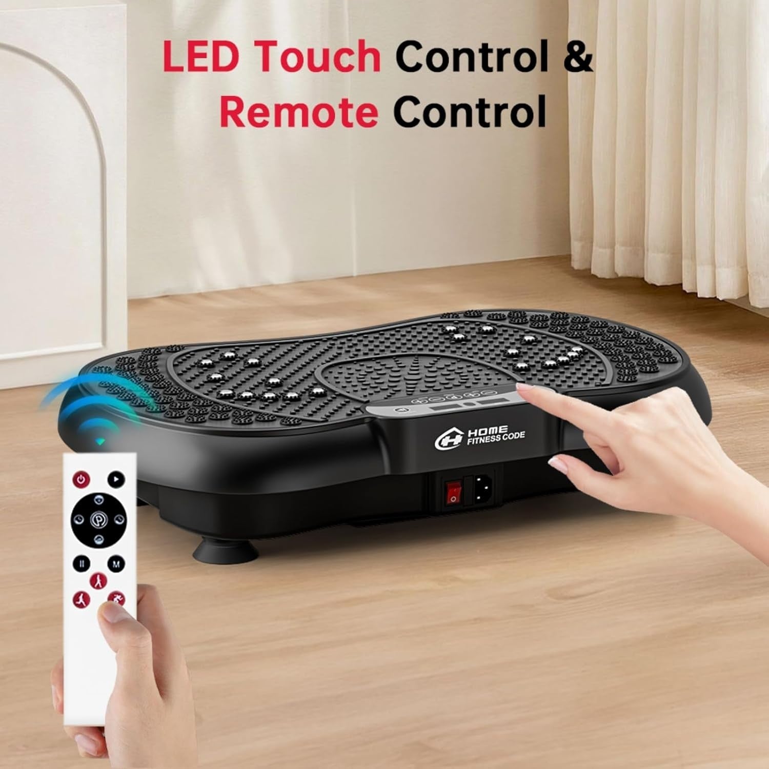 Black Vibration Plate Exercise Machine 99 Speeds Bluetooth Fat Burn
