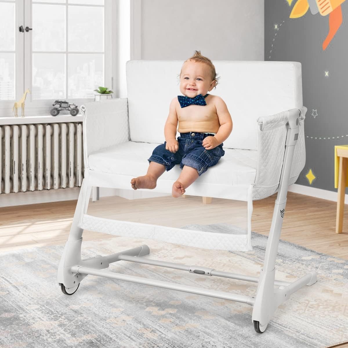 2in1 Baby Bedside Crib Adjustable Bassinet Sleeper Bed Detachable Side Mesh