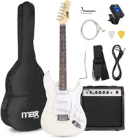 Beginner Electric Guitar Starter Kit 40W Amp 21-Fret S Style White