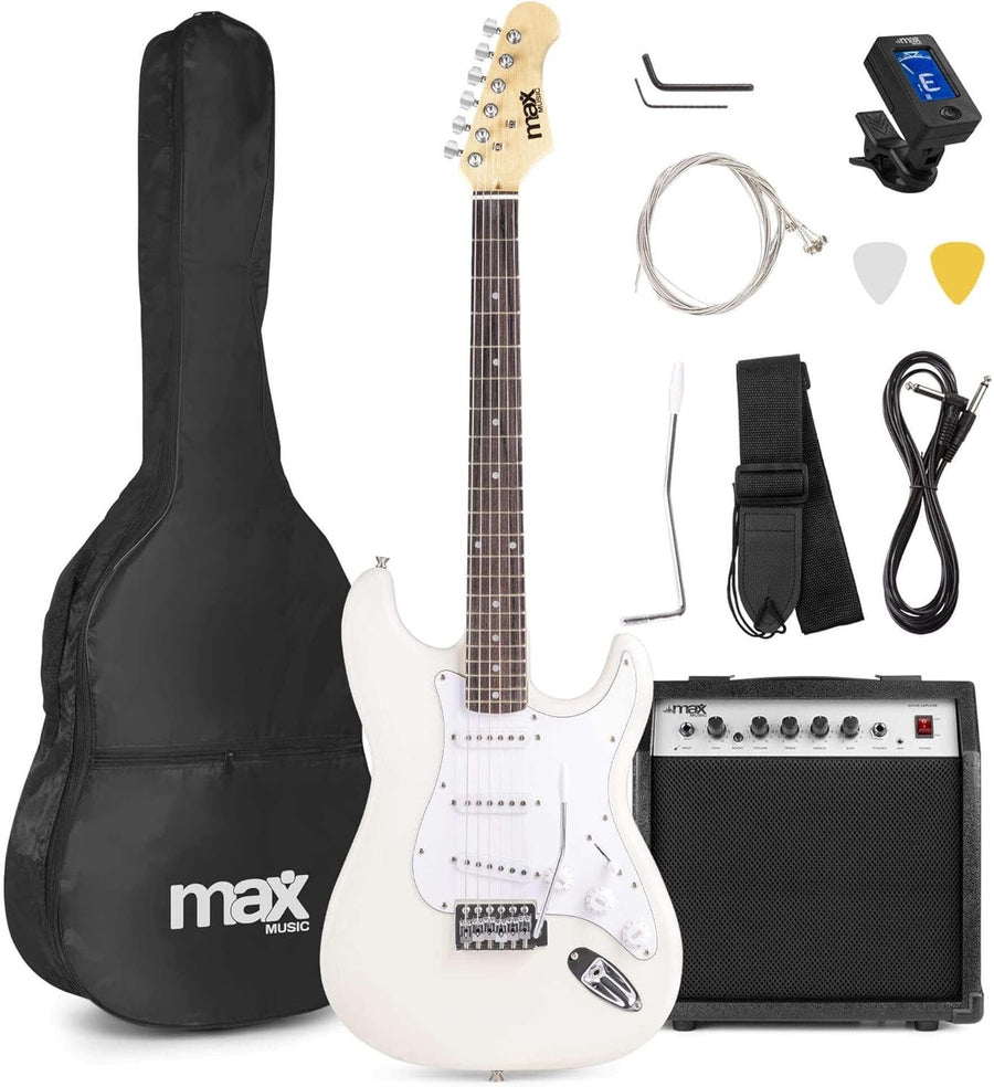 Beginner Electric Guitar Starter Kit 40W Amp 21-Fret S Style White