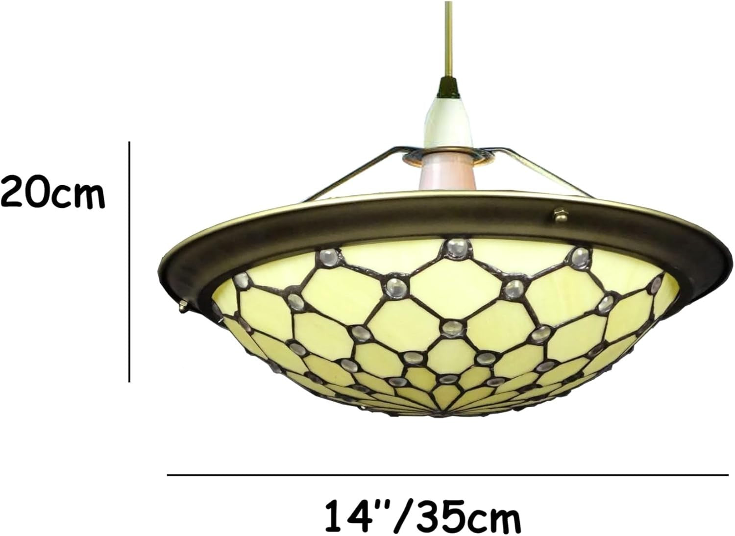 Tiffany Style Jewel Stained Glass Uplighter Pendant Ceiling Lamp Shade 35cm