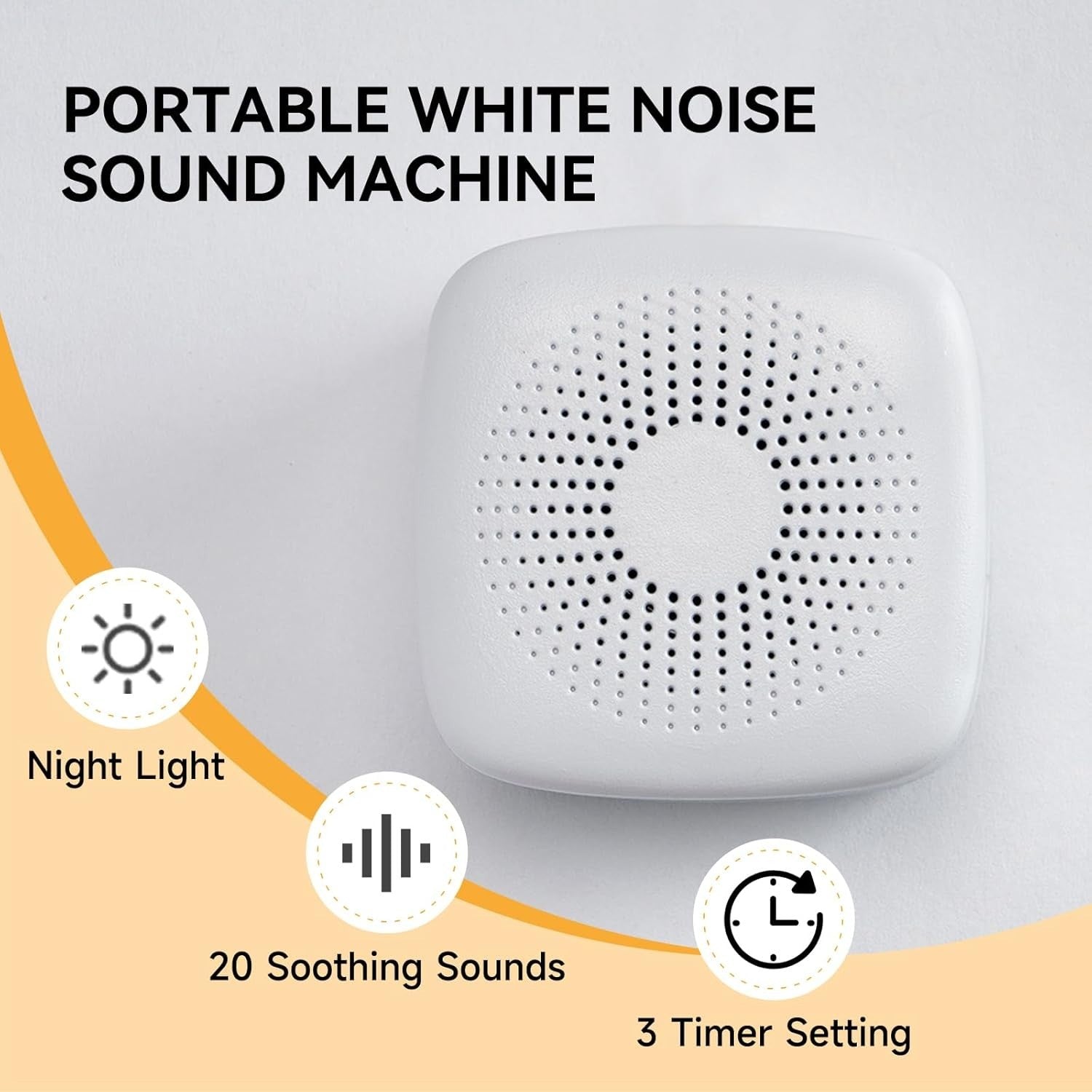 White Noise Sound Machine with Night Light & Sleep Timer for Adults