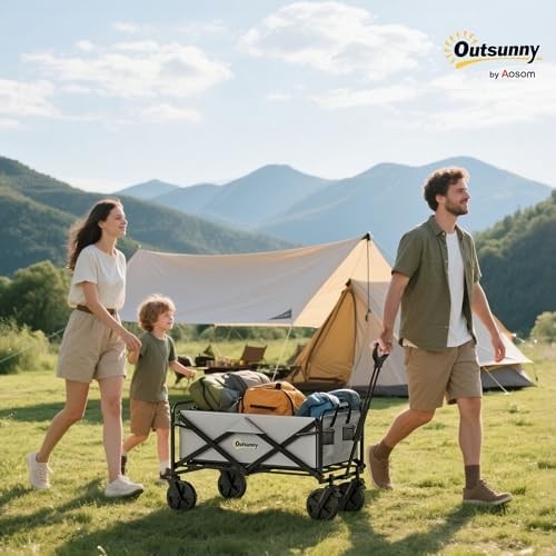 Portable Folding Garden Trolley 90L Camping Shopping Wagon