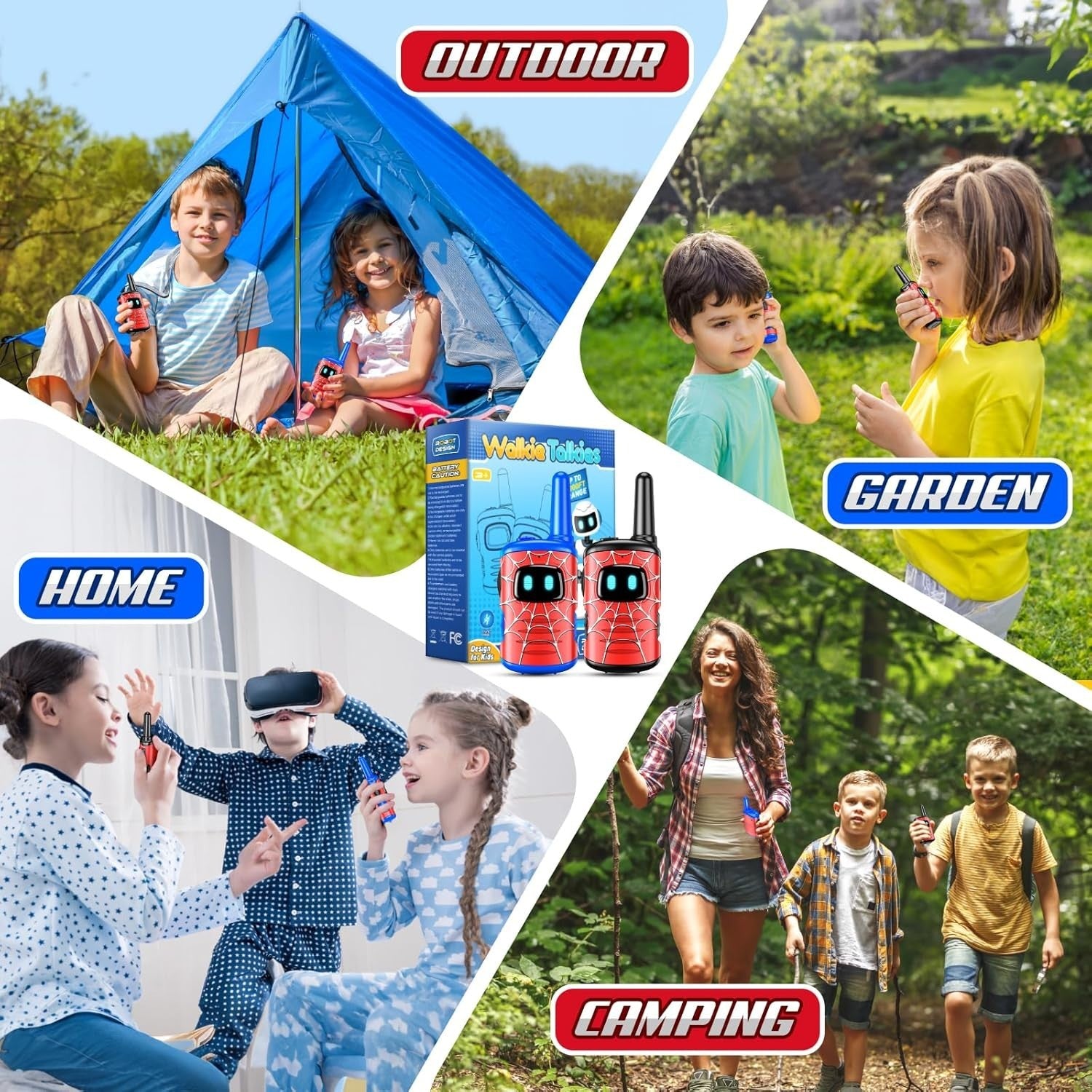 Kids Spider Walkie Talkies Rechargeable Toy Long Range Gift 2 Pack