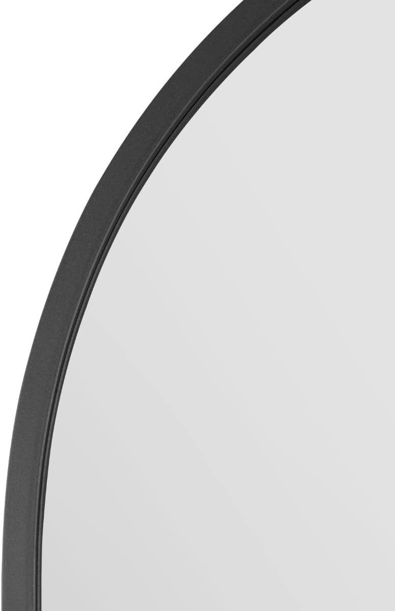 Large Black Metal Arched Wall Mirror 180x90cm Leaner & Hanging