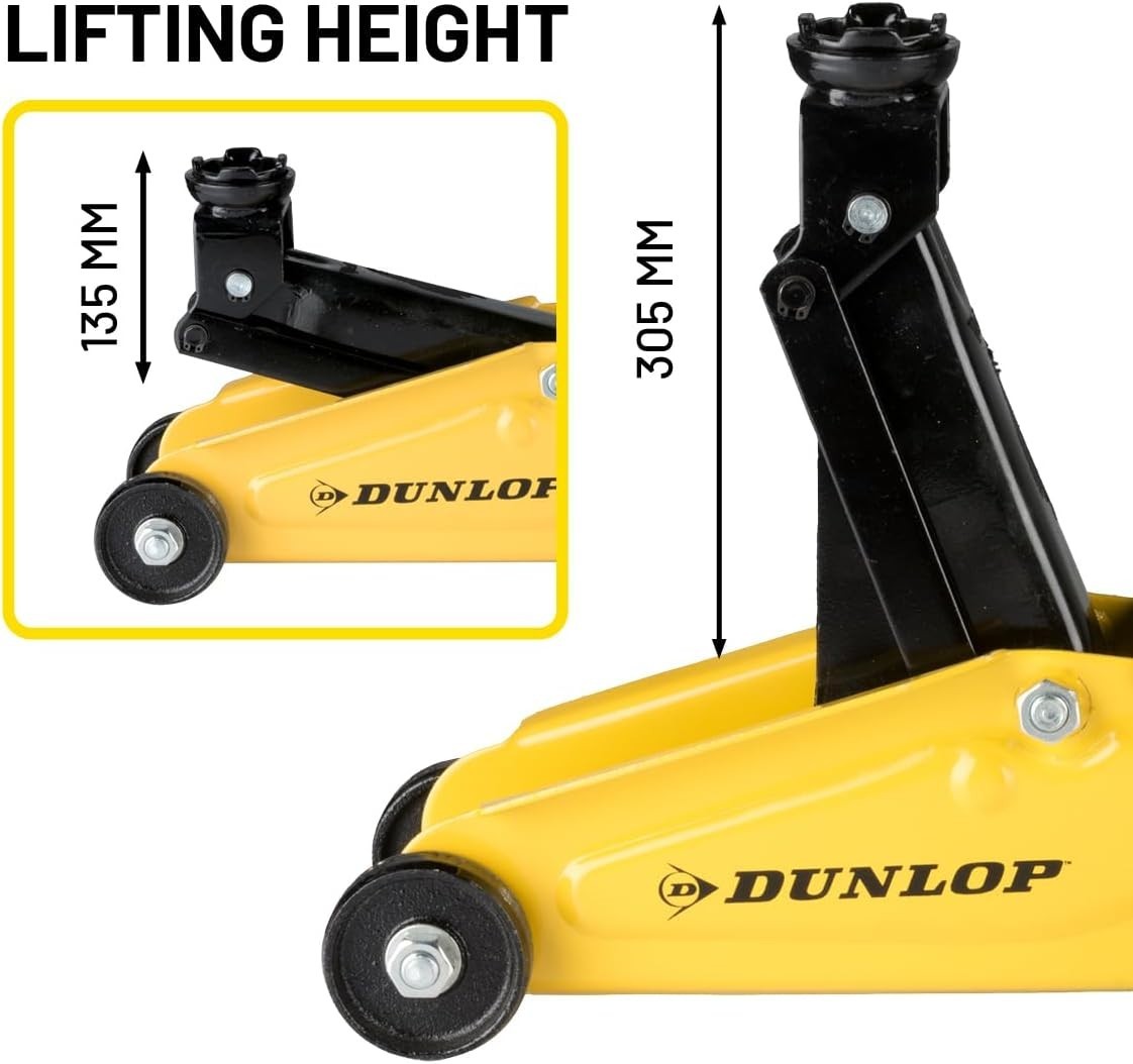 2 Ton Hydraulic Trolley Jack Compact Car Lift 135–305mm Heavy Duty Yellow