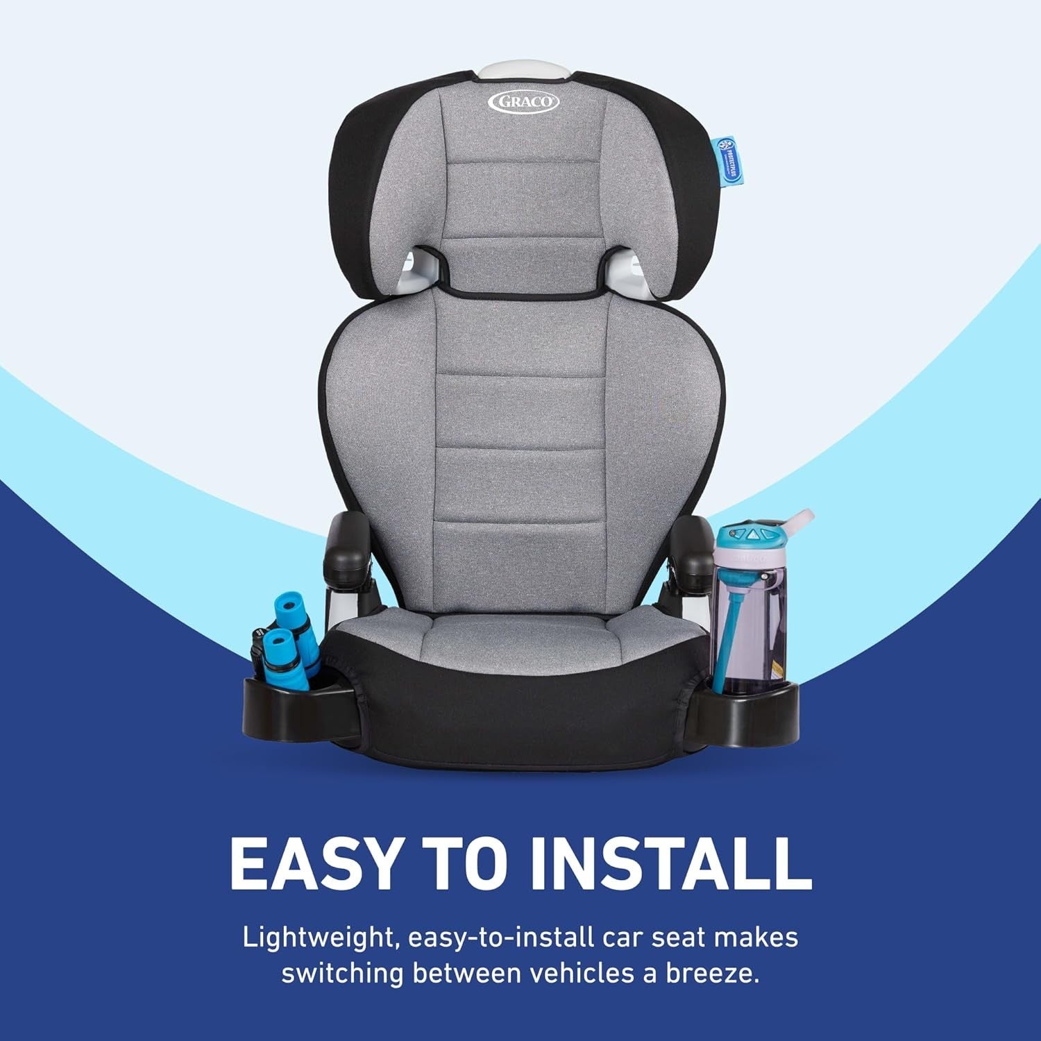 Highback Booster Car Seat 2-in-1 Convertible Seat Belt Kids Seat with Cup Holder