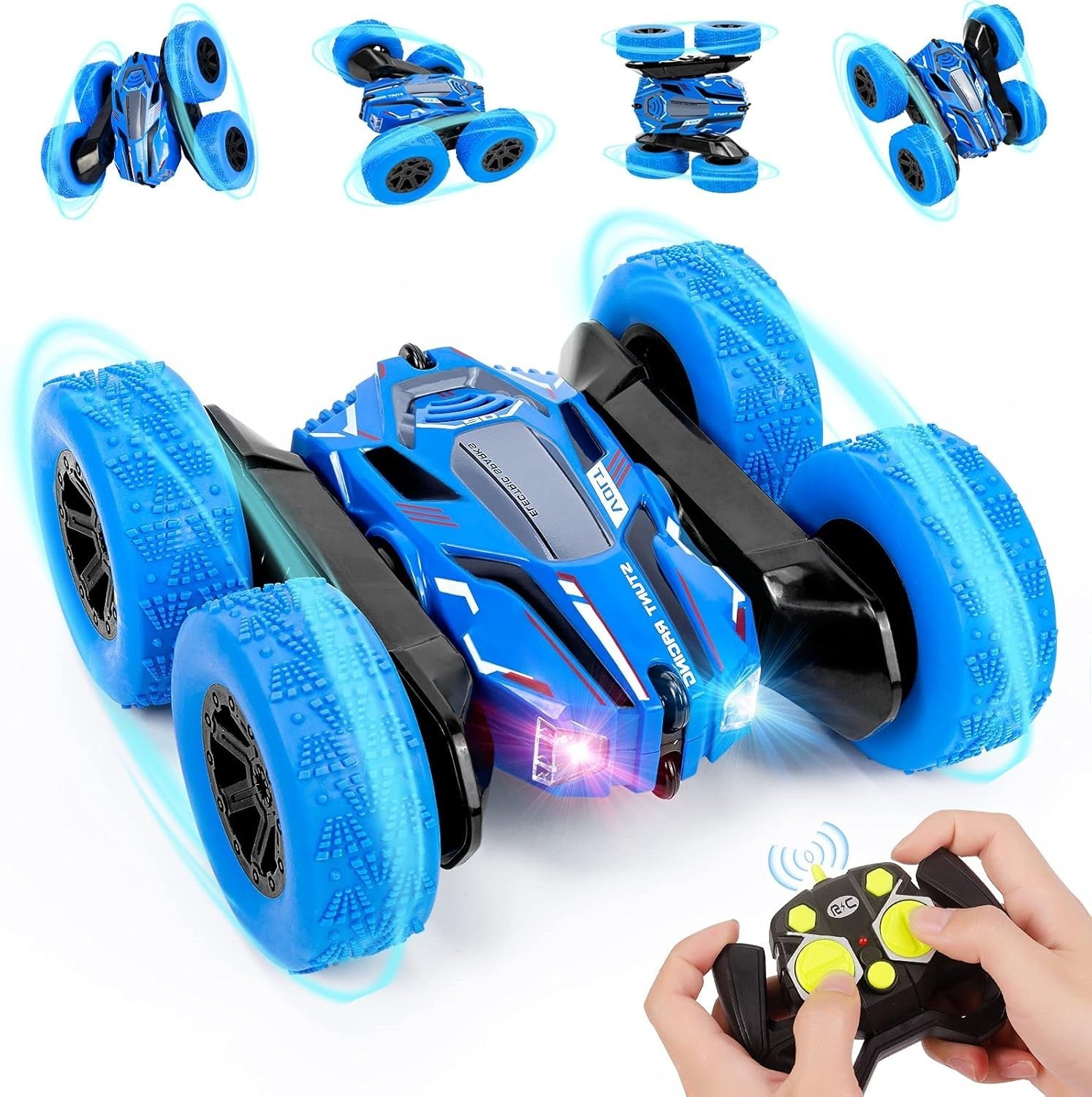 360° RC Stunt Car – Double-Sided Flip Remote Control Car, Blue